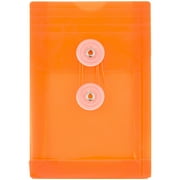JAM Plastic Envelopes, 4.3x6.3, 12/Pack, Orange, Button String, Open End