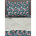 thumbnail image 3 of Vintage Rose Comforter & Sham Bedding Set, Continuous Floral Bouquet Repeating Pattern, 3 pcs Duvet Set Microfiber Filling Quilt, 5 Sizes, Turquoise Pink, by Ambesonne, 3 of 4