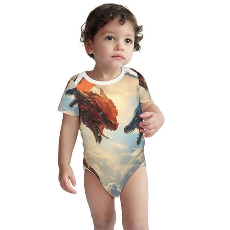 

Pofeuu Cloud Red And Blue Dragon Print Baby Boys Short-Sleeve Bodysuit Just Born Unisex Baby Short Sleeve Bodysuits Undershirt-18 Months
