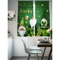 thumbnail image 4 of St. Patrick's Day Sheer Curtains 72 Inch Length 2 Panels Set Window Treatments, Green Gnomes Shamrock Gold Coin Wood Grain Rod Pocket Semi Curtains for Living Room/Bedroom/Kitchen, 104"W x 72"L, 4 of 7