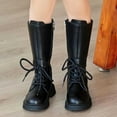 thumbnail image 3 of Huanglei Girls Fashion Knee High Boots For Kids Stylish Leather Lace Up Tall Boots For Young Girls Riding Winter Boots 4.5-5 Years, 3 of 8
