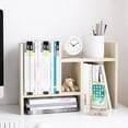 thumbnail image 1 of Jerry & Maggie - Desktop Organizer Office Storage Rack Adjustable Wood Display Shelf - Free Style Double H Display - True Natural Stand Shelf - White Wood Tone, 1 of 10
