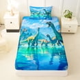 thumbnail image 3 of Feelyou Lake Watercolor Long Neck Dinosaurs Twin Sheet Sets for Boys Girls, Prehistoric Wildlife Bedding, Blue, 3-Piece, 3 of 5