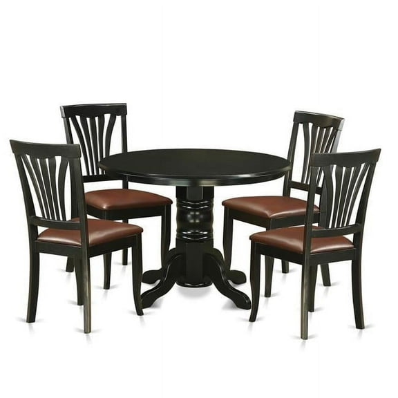 East West Furniture SHAV5-BLK-LC Faux Leather Dinette Set - Table & 4 Chairs, Black - 5 Piece