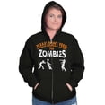 thumbnail image 3 of Please Don’t Feed the Zombies Unisex Fleece Graphic Zip Up Hoodie Brisco Brands 2X, 3 of 5