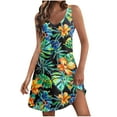 thumbnail image 2 of Sakmal Comfy Plus Size Summer Dresses Loose Fit Floral Green Sleeveless Comfort Fit Mid-Length Slip Dress, 2 of 6