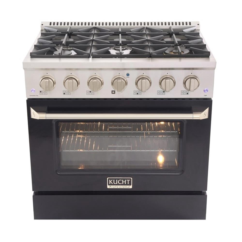 Pemberly Row 36" 5.2 cu. ft Dual Fuel Range Propane Gas Sealed Burners in Black