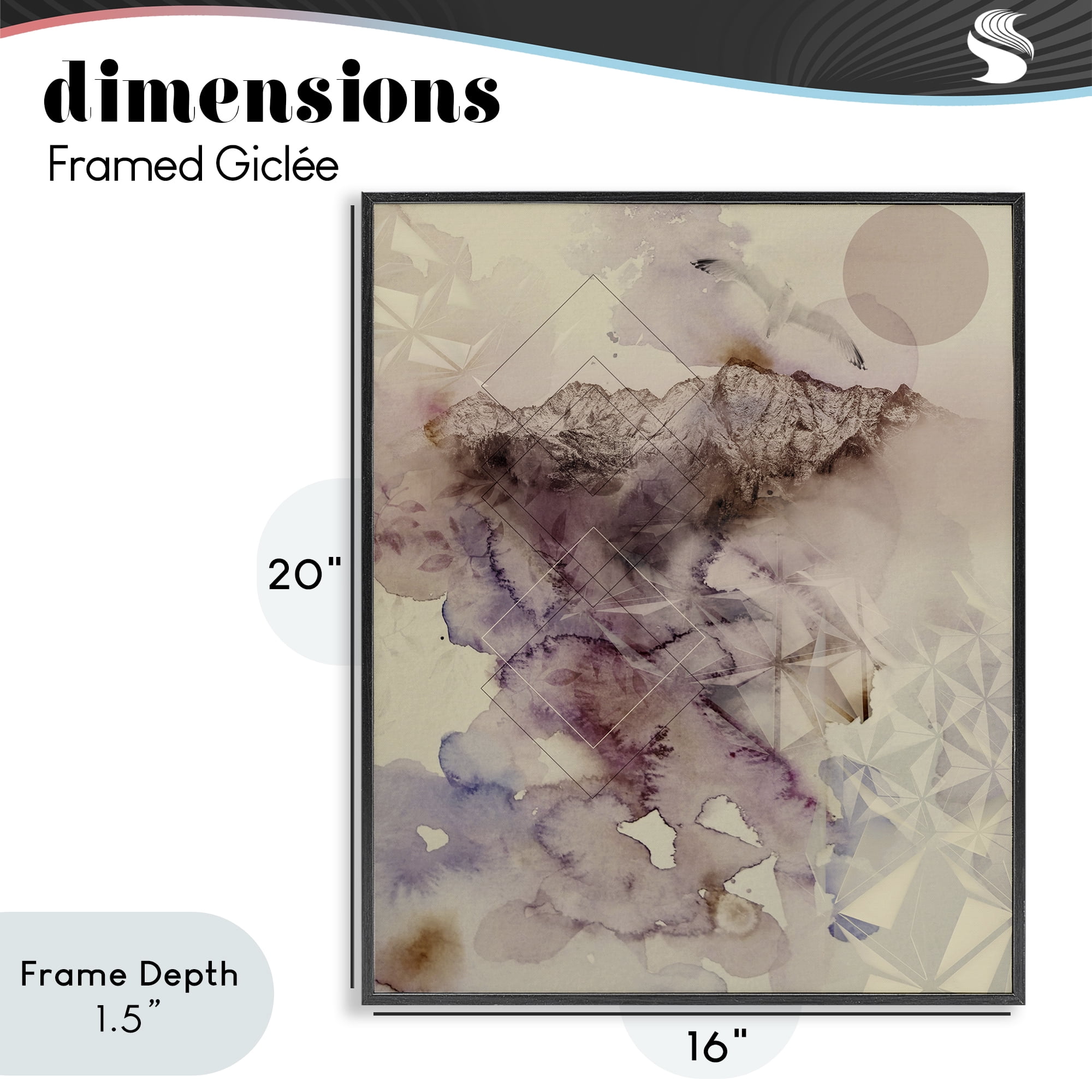 Stupell Industries Dust Abstract with Geometrics Black Framed Giclee Art, design by Gemma Bardot