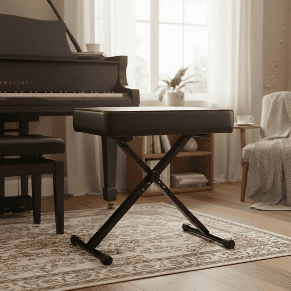 CONCETTA Adjustable Piano Bench Stool with Velvet Upholstered Seat, Height Adjustable Keyboard Bench for Adults, Modern Bench for Living Room Bedroom Hallway, Black