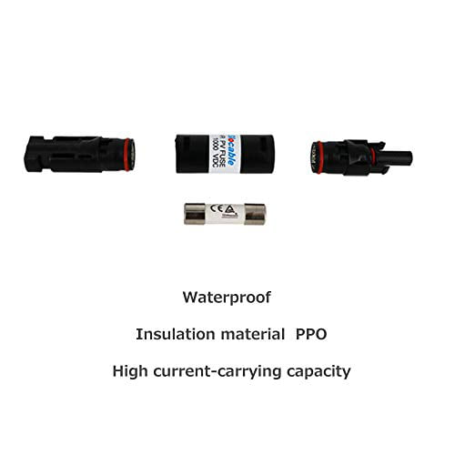 Renogy 10 10A Mc4 Waterproof In-Line Holder W/Fuse Black 