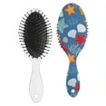thumbnail image 2 of Nautical Hair Brush with Ocean Fish and Mermaid Design, Tropical Coral and Starfish Pattern Detangling Brush, Summer Coastal Paddle Brush for Hair Care, 2 of 7