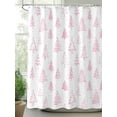 thumbnail image 2 of Christmas Tree Shower Curtain Set, Waterproof Shower Curtains for Bathroom, Xmas Pink Cartoon Tree Snowflakes Farmhouse Washable Fabric Cloth Bath Curtain for Bathtub with Hooks 54x78 Inches, 2 of 6