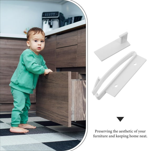 OULII 5 Sets Child Safety Drawer Locks For Cabinets Plastic White Sleek Design