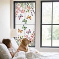 thumbnail image 2 of Pink Flowers Window Privacy Film, Spring Floral Butterfly Elegant Pastoral Static Cling UV Sun Blocking Heat Control Window Tint Day and Night, Non-Adhesive One Way Privacy Cover 29.5''x78.7'', 2 of 7