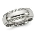 thumbnail image 1 of Mens 8mm Textured Edge Stainless Steel Wedding Band Ring, 1 of 4
