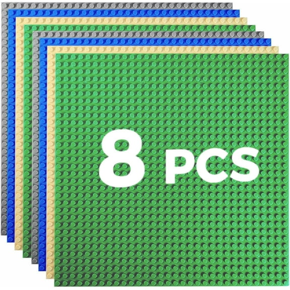8 Pack Classic Baseplates Building Base Plates for Building Bricks 100% Compatible with Major Brands-Baseplates 10" x 10",