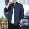 thumbnail image 4 of Chaqueta de primavera y otoño para hombre, nueva chaqueta de solapa para hombre de mediana edad con bolsillos con cremallera para ocasiones formales., 4 of 5