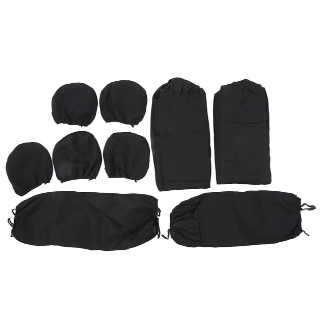 Juego completo de fundas para asientos de coche, de tela suave y transpirable, ajuste universal para coches, color negro