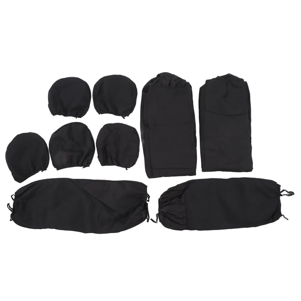 Juego completo de fundas para asientos de coche, de tela suave y transpirable, ajuste universal para coches, color negro