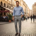 thumbnail image 3 of HBDesign Mens Plaid Dress Pants Quick Dry Breathable Summer Business Casual Versatile Work Trousers, 3 of 7