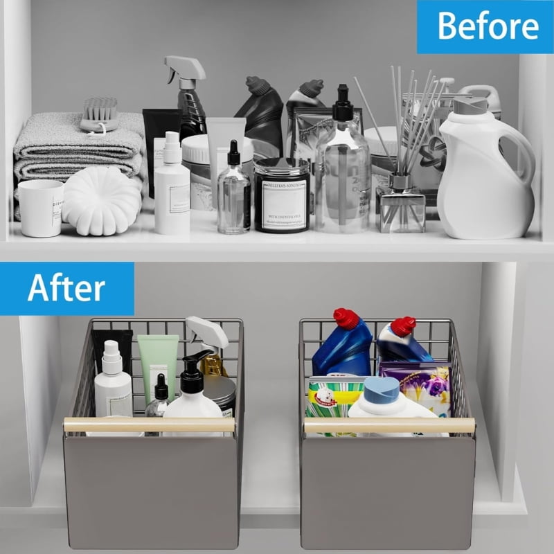 lanema Adjustable Under Sink Tray Slide Out Organizers No Drilling Needed Multi Functional Storage Solution For Kitchen Bathroom Countertop Items