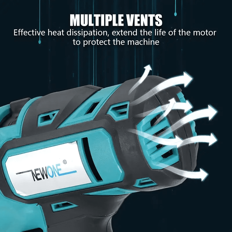 NEWONE Cordless Power Tool Combo Kit 18V 5 Attachments Work Light, Circular Saw, Palm Sander, Drill, Impact Driver 2 Batteries and Fast Charger Cordless Power Tool Set