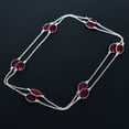 thumbnail image 3 of Pink Rubellite 925 Sterling Silver Jewelry Oval Gemstone Necklace 36" VJ 255, 3 of 4