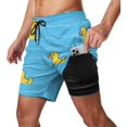 thumbnail image 1 of Sunyuer Men's Swim Trunks with Compression Liner 2-in-1 Drawstring Swimming Shorts Quick Dry Beach Board Shorts with Pockets, Funny Rubber Duck, L, 1 of 7