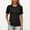 Black, variant on Qulqfy Tops for Women Cotton Linen Casual Black Puff Sleeve Solid Color Crew Neck T-shirt Womens Tees L