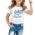 thumbnail image 4 of XUELUO Juniors Girls Tops & T-Shirts Summer Father's Day Letter Print Crew Neck Short Sleeve Loose Casual Fashion Tee Shirts Activewear,White,12-13 Years, 4 of 4