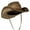 Brown, variant on Top Headwear Women's Raffia Cowboy Hat - Western Raffia Outback Widebrim With Leather Chin Cord, Brown