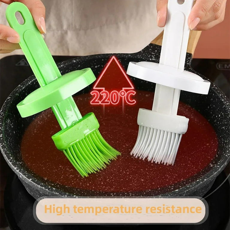 2pcs Silicone Integrated Baking & Bbq Brush With Cleaning Brush, Basting Brush  Set