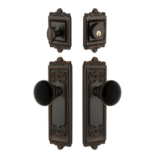 Grandeur 853548 Windsor Solid Brass Rose Single Cylinder Keyed Entry Deadbolt And Knobset