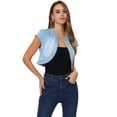 thumbnail image 1 of Chaqueta de mezclilla corta para mujer Chaqueta de mezclilla ajustada con mangas casquillo Azul claro XL, 1 of 2