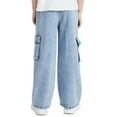 thumbnail image 3 of Happy Cherry Kids Denim Pants Elastic Waist Boy's Baggy Cargo Pants Jeans Trousers Wide Leg Teen Loose Streetwear with Pocket 12 Years, 3 of 7