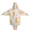 thumbnail image 2 of Golden Retriever with Bones and Paws Blanket Hoodies for Kids 6-13YR Oversize Wearable Blanket Hoodies for Boys Girls Teens, 2 of 7