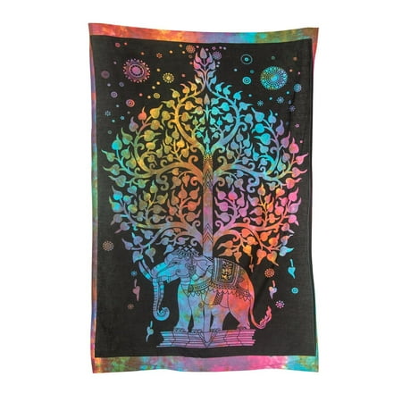 Tribe Azure Colorful Elephant Tapestry Hippie Boho Wall Hanging Decor Decorative Art Bohemian College Dorm Medium Living Room Bedroom Apartment Canvas (Best College Dorm Posters)