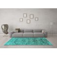 thumbnail image 3 of Ahgly Company Machine Washable Indoor Square Oriental Turquoise Blue Traditional Area Rugs, 3' Square, 3 of 4