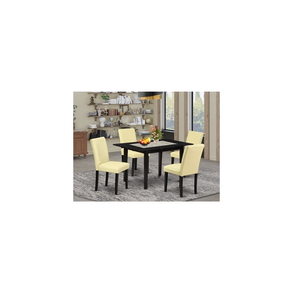 5-Piece Dining Set - Rectangular Table & 4 Parsons Chairs - Black Finish