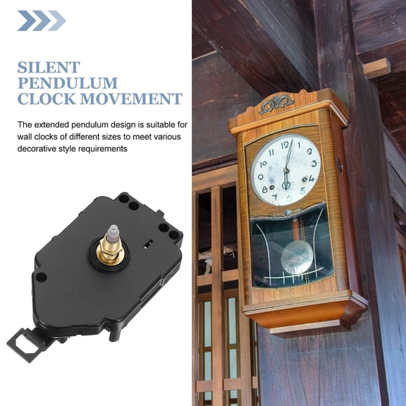 OFFIGAM Black Silent Quartz Wall Clock Movement for DIY Crafts with Precise Timekeeping and Long Pendulum Design