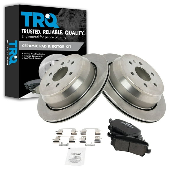 TRQ Rear Brake Pad & Rotor Kit Brake Pads Brake Rotor Ceramic Fits Select 2015-2019 Chevrolet Colorado GMC Canyon