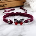 thumbnail image 2 of Pulsera de pareja con nudo plano de cuerda roja, tejida a mano, para el día de San Valentín, pulsera de joyería de mariposa para hombres y mujeres, 2 of 6