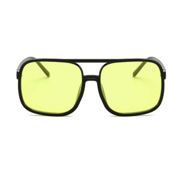 Sonducket Gafas ópticas Gafas con montura negra Protección de moda Accesorios de ropa de marco grande para protección de ojos Lentes Amarillo con borde negro