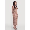 thumbnail image 2 of Women's Long Sleeve Floral Ruched Mesh Maxi Dress, 2 of 3