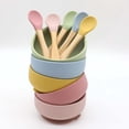 thumbnail image 5 of Silicone bowl with suction cup, wooden handle spoon, two-piece set for baby food and feeding utensils, 5 of 9