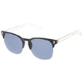 thumbnail image 2 of sunglassLA Unisex Semi Rimless Wire Hook Temples Square Lens Horn Rimmed Sunglasses 56mm (Black-Silver / Smoke) - 56mm, 2 of 4