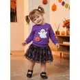 thumbnail image 5 of Cjfdfy Toddler Baby Girl Halloween Outfit Infant Baby Girls Fall Clothes 6 12 18 24 Months 2 3 4 5 Years Cute Ghost Pumpkin Embroidery Long Sleeve Sweatshirt with Tulle Tutu Skirt 2Pcs Set, 5 of 9