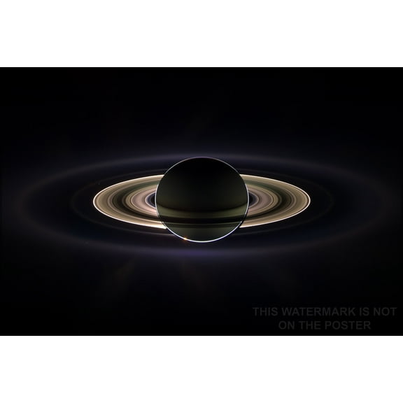 24"x36" Gallery Poster, Saturn eclipsing the sun, seen from behind from the Cassini orbiter
