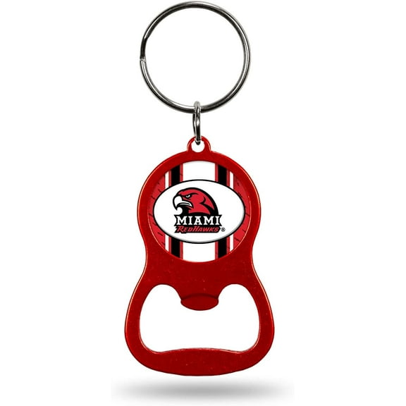 Miami University Redhawks Premium Solid Metal Bottle Opener Keychain, Key Ring, Team Color