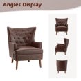 thumbnail image 4 of Upholstery Vegan Leather Armchair, Tina's Home Wingback Button Tufted Wood Leg Adult Brown, 4 of 5